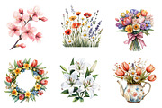 Watercolor Spring Flowers Clipart, an Illustration by CreationArt (Thumbnail 3 of 5)