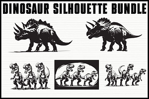 Dinosaur Silhouette Clipart Set, an Illustration by Gfx_Store