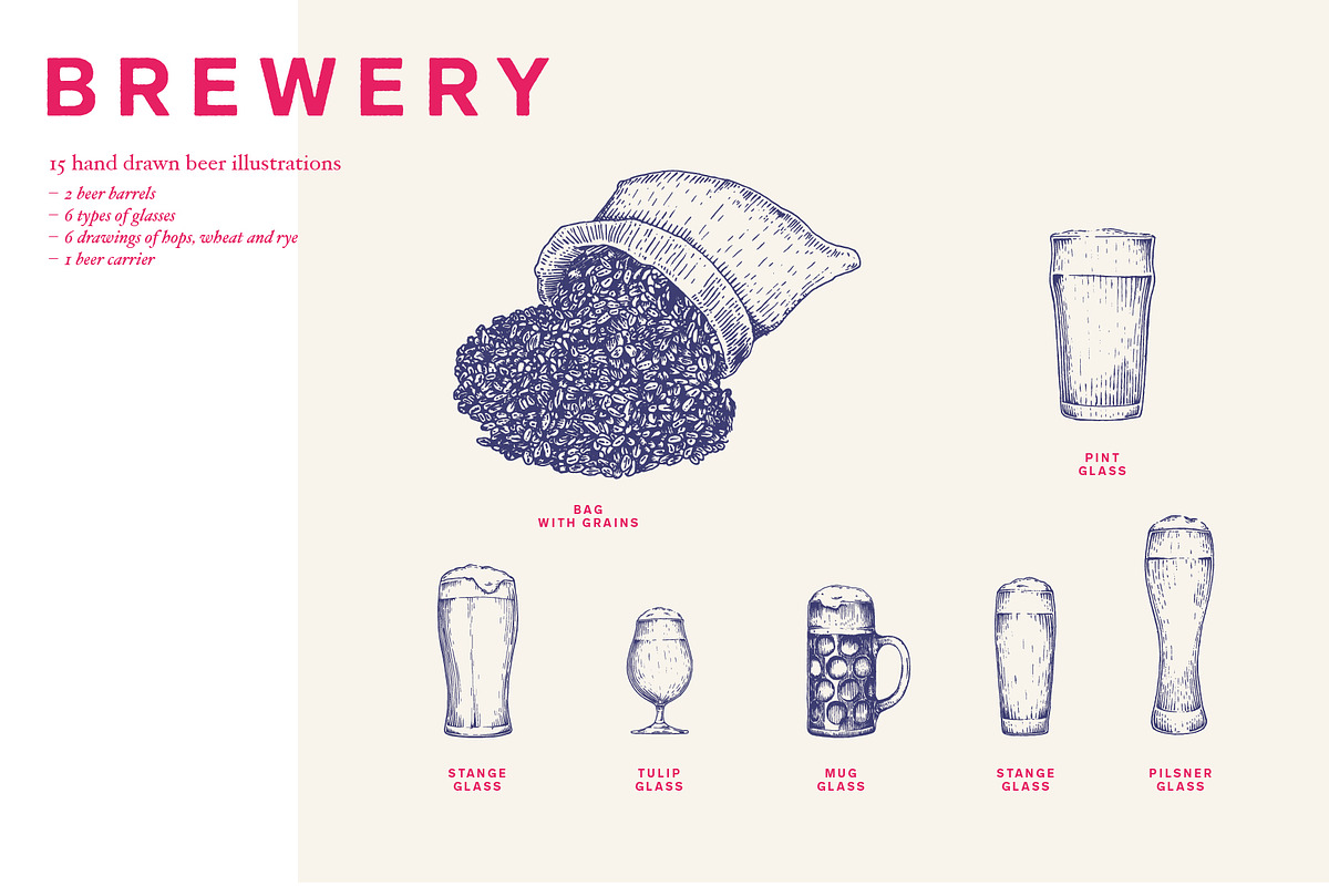15 hand drawn beer illustrations, a Graphic by dicreate (Photo 3 of 6)