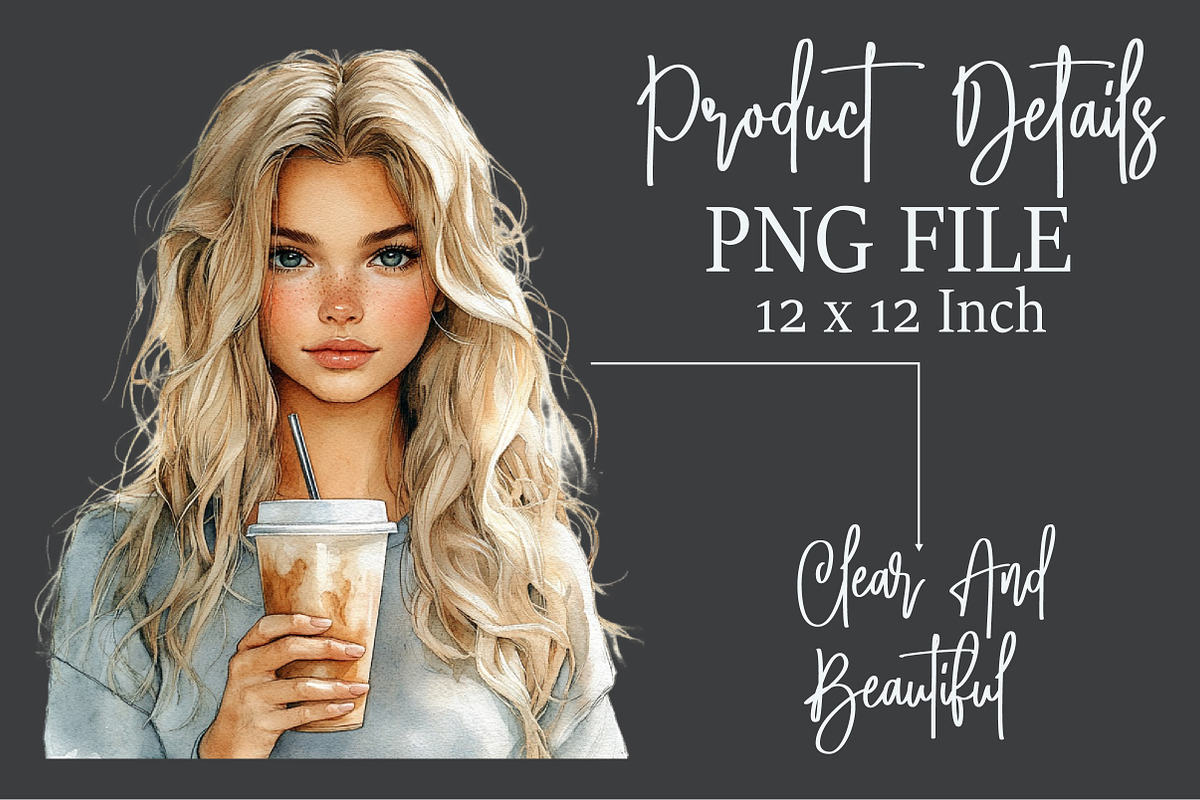American Girls with coffee clipart, an Illustration by Rose Art (Photo 5 of 7)