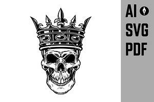 Skull With King Crown.