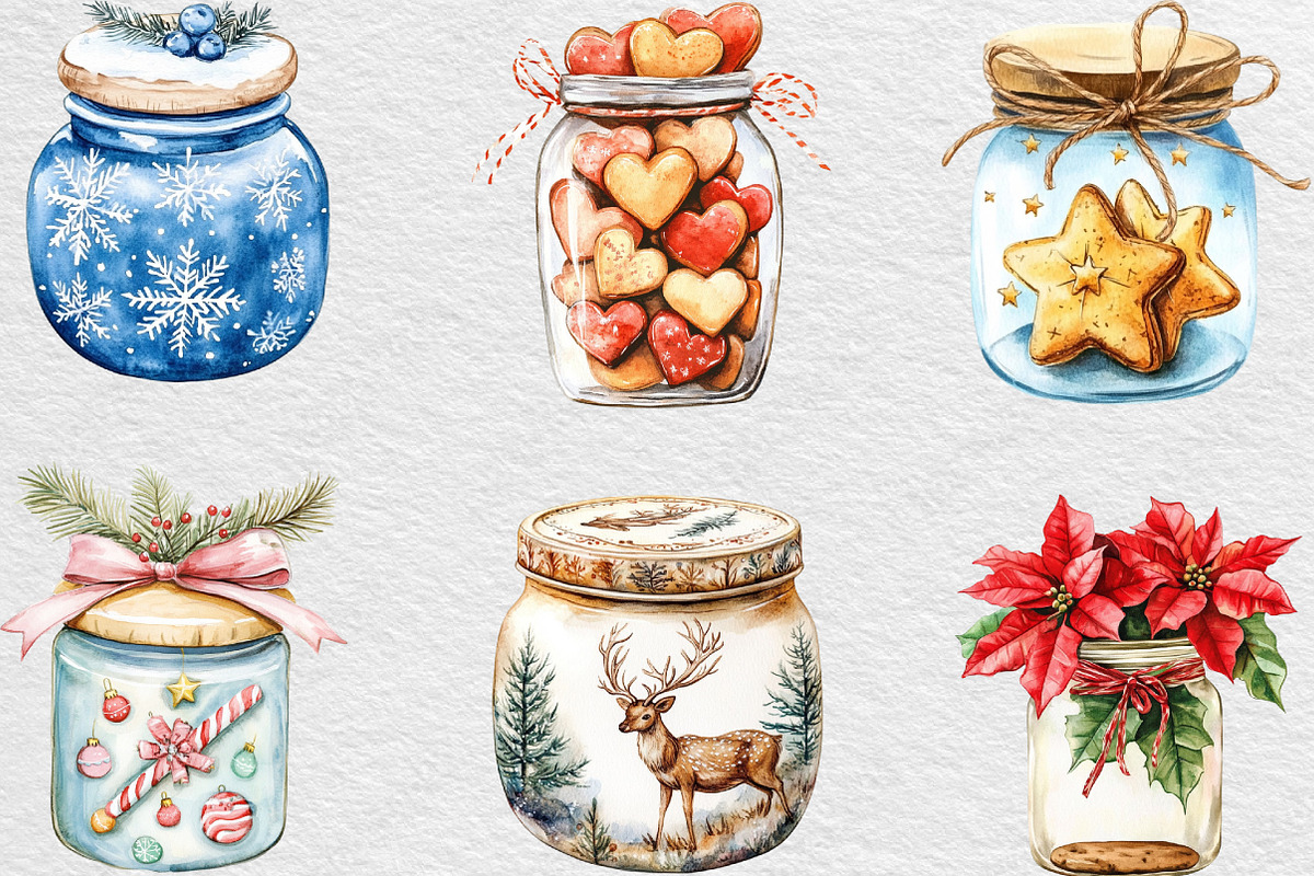 Christmas Cookie Jars Clipart, an Illustration by Black Bird Studio (Photo 2 of 6)