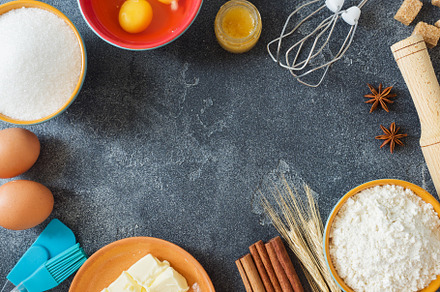 Ingredients for baking a cake stock photo containing kitchen and flour, a Food & Drink Photo by Elenglush