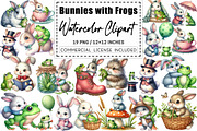 Bunnies with Frogs Clipart, a Graphic by CitraGraphics (Thumbnail 1 of 3)
