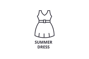 Summer Dress Line Icon, Outline Sign, Linear Symbol, Vector, Flat Illustration