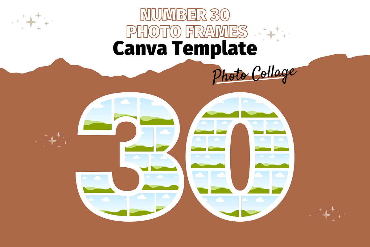 30 Photo Collage Canva Template, a Print Template by GraphiCarola (Photo 1 of 6)