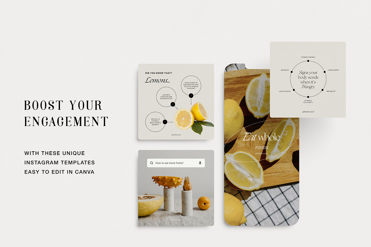 Nutrition Coach Instagram Templates, a Social Media Template by Chewie Co (Photo 3 of 10)