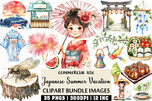 Watercolor Japanese Summer Vacation, an Illustration by Craft Nest