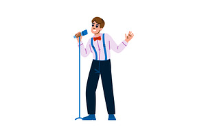 Young stylish singer performing with, a Person Illustration by pikepicture