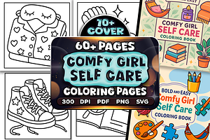 Easy Comfy Girl Self Care Coloring, a Person Illustration by Craftsbeefy
