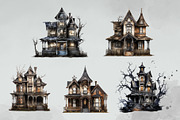 10 Haunted House Cliparts, an Object Illustration by Nuchylee Photo (Thumbnail 2 of 4)