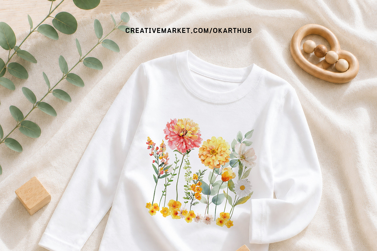 Bright Wildflower Watercolor Clipart, a Decorative Illustration by OKArtHub (Photo 11 of 12)