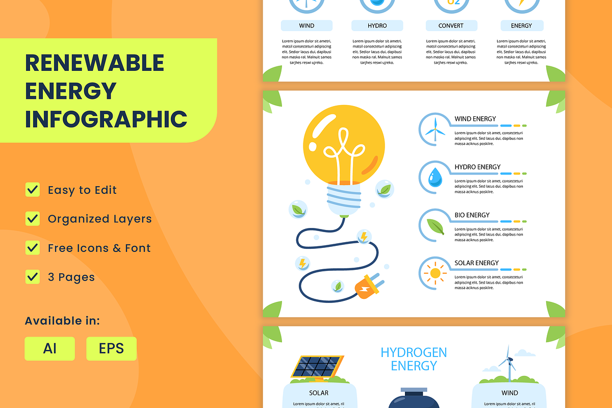 Renewable Energy Infographics, a Templates & Theme by Bartama Graphic (Photo 1 of 4)