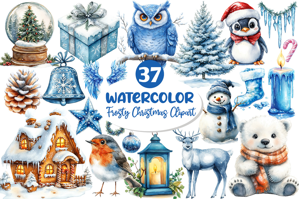 Frosty Christmas Clipart, an Illustration by Dream Creation (Photo 1 of 7)