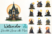 Haunted House with Moon Clipart, an Illustration by CrexoraLab (Thumbnail 1 of 5)