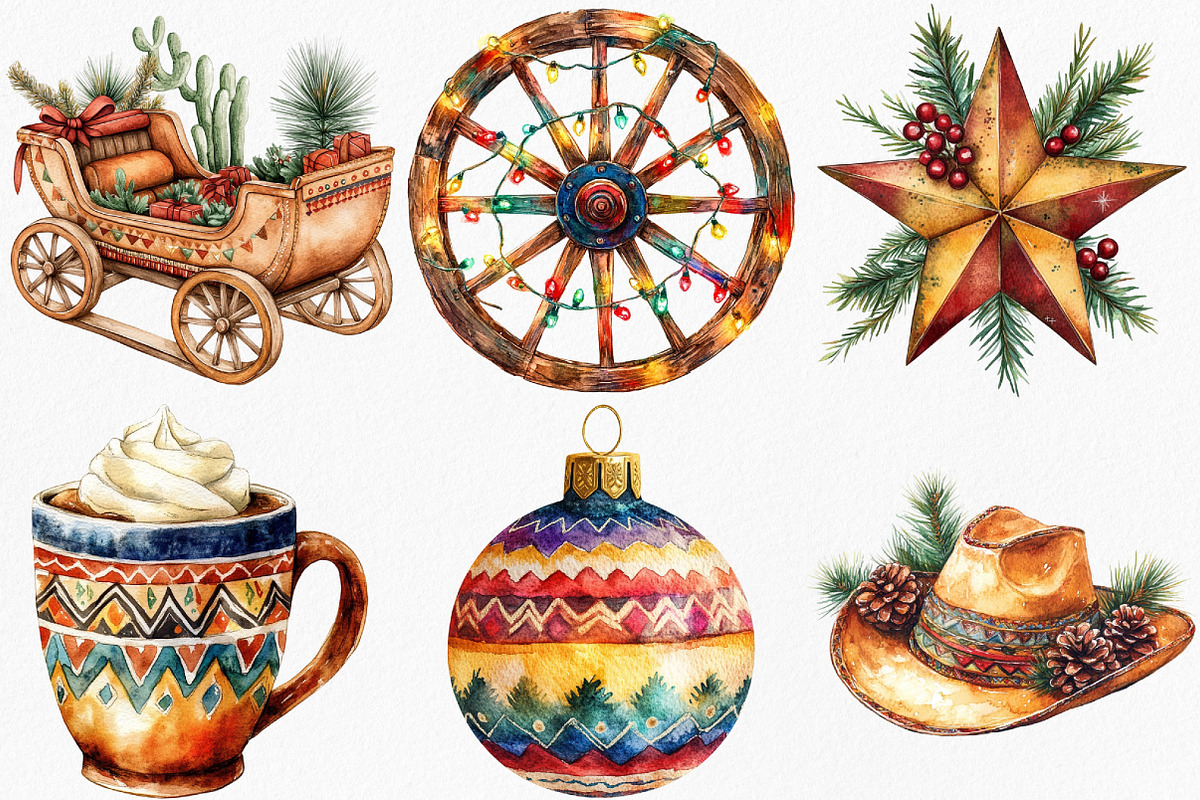 Watercolor Southwestern Christmas, an Illustration by Canvas Craft (Photo 3 of 8)