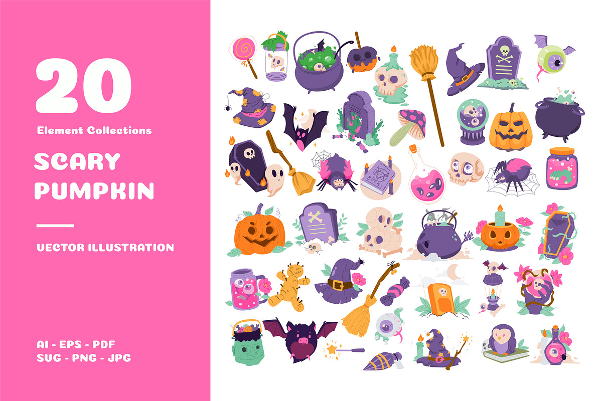 Spooky Cute Halloween Elements, an Object Graphic by Vesvocrea (Photo 1 of 5)
