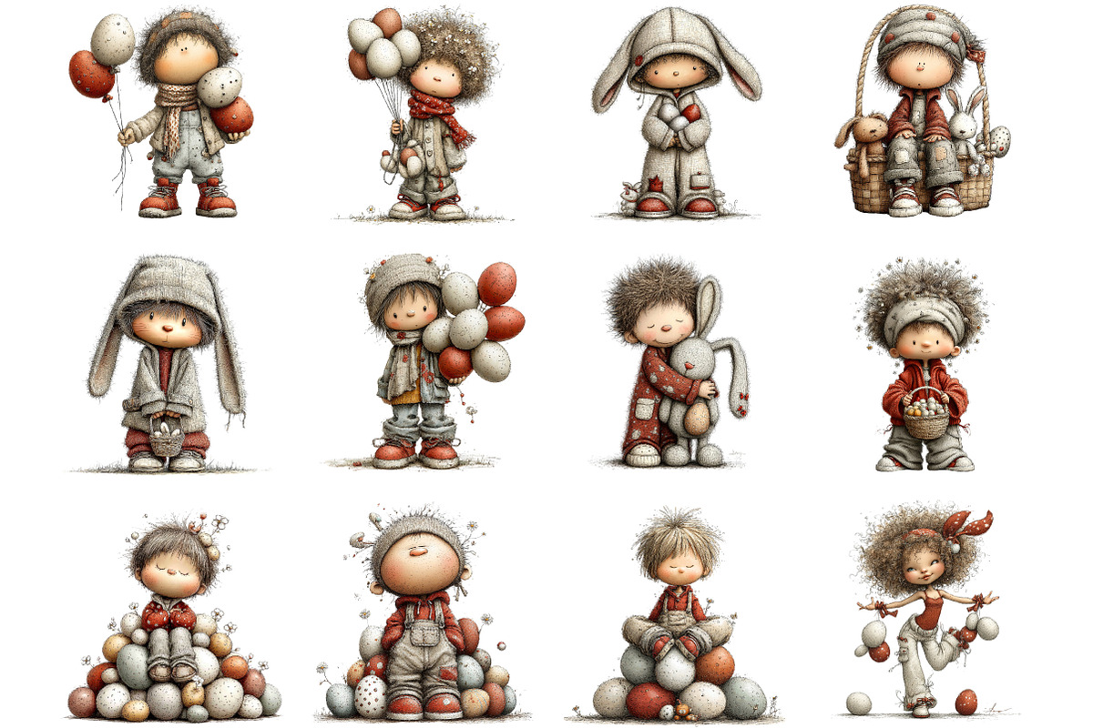 Whimsical Easter Kids, an Illustration by Designking (Photo 3 of 5)