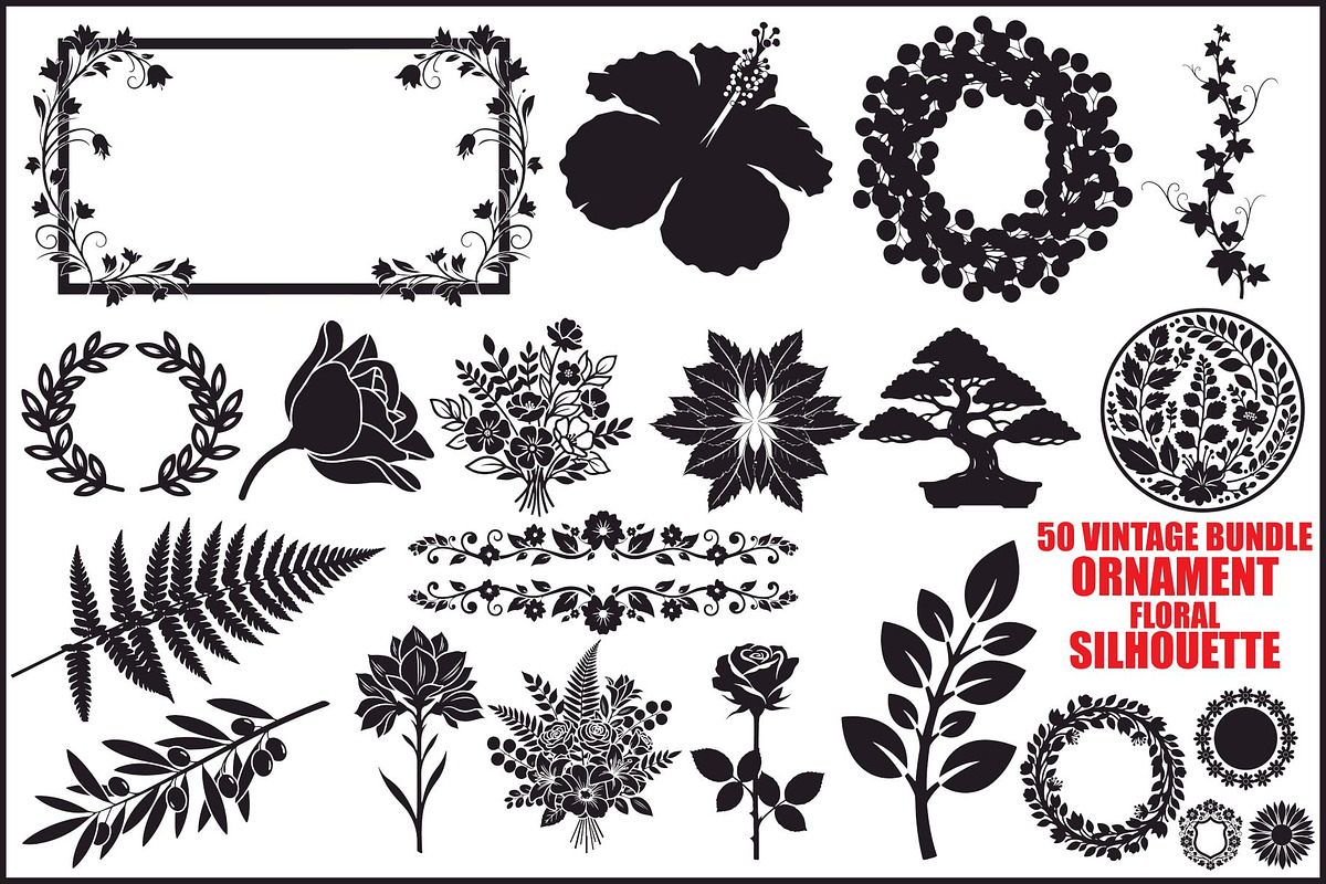 Floral Ornament Silhouette Bundle, an Illustration by BIPLOB EXPERT (Photo 1 of 51)