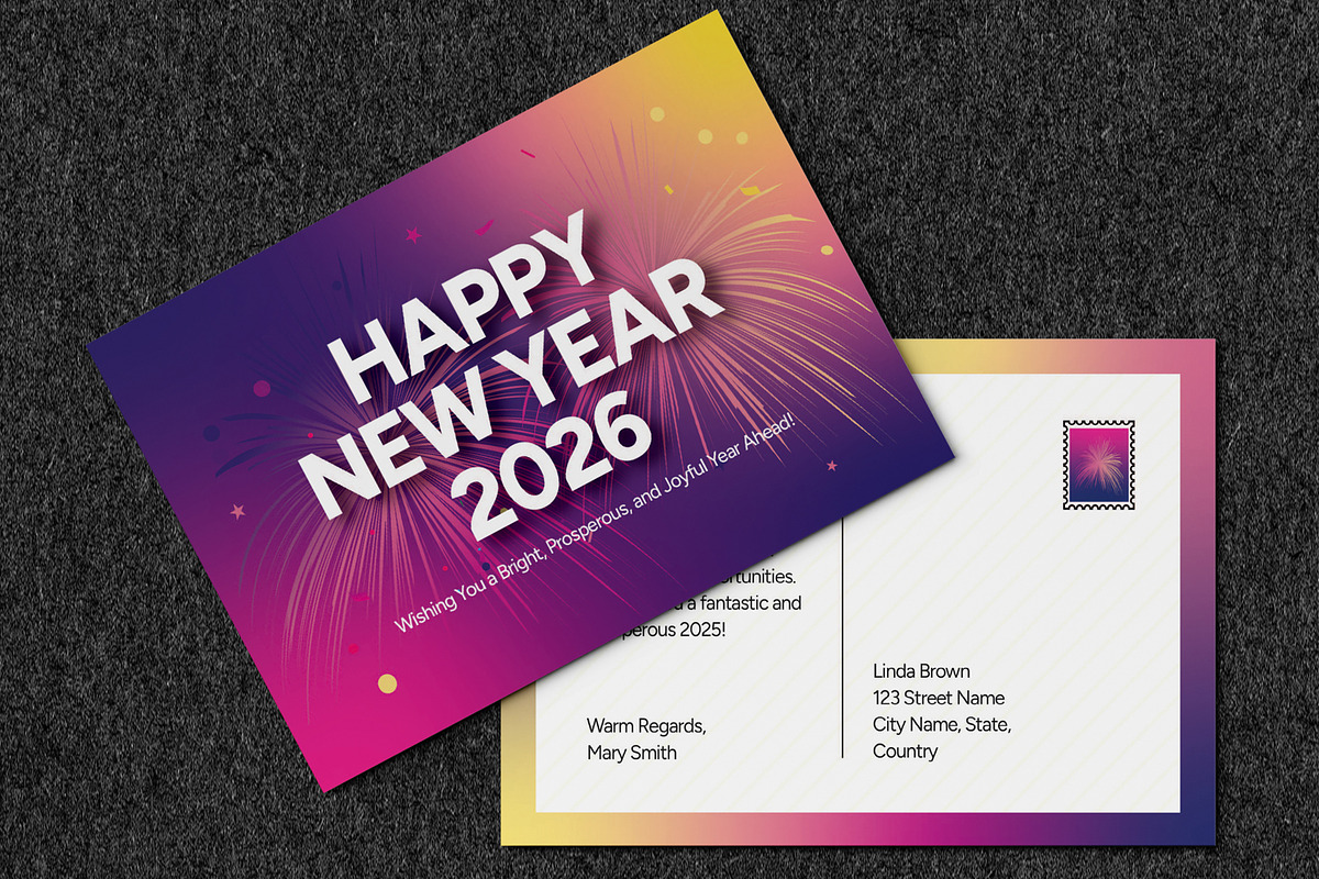Happy New Year Postcard, a Business Card Template by MightyDesign (Photo 2 of 6)