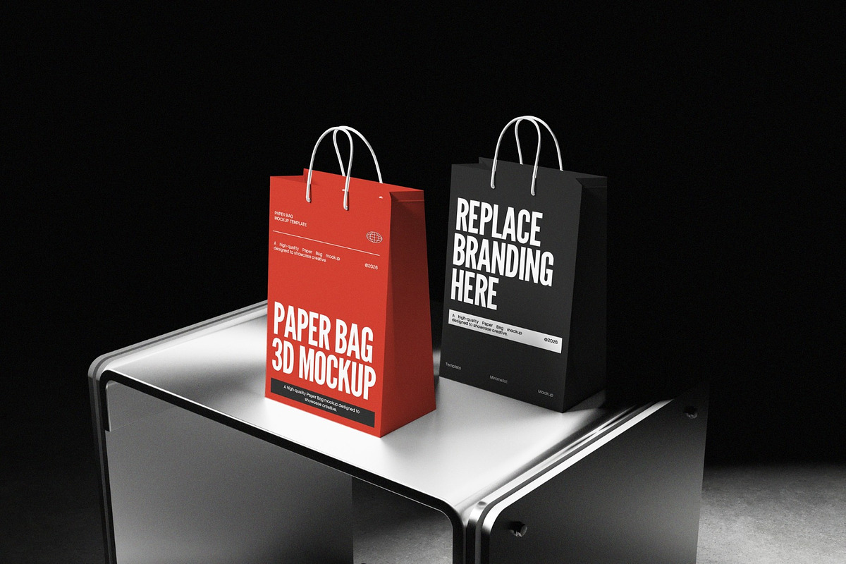 Paper Bag 3D Mockup, a Packaging Mockup by graphicook (Photo 3 of 4)