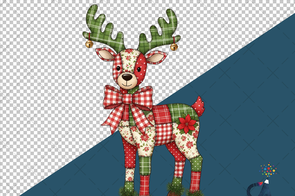 Christmas Patchwork Reindeer PNG, an Illustration by Creative Art (Photo 6 of 6)