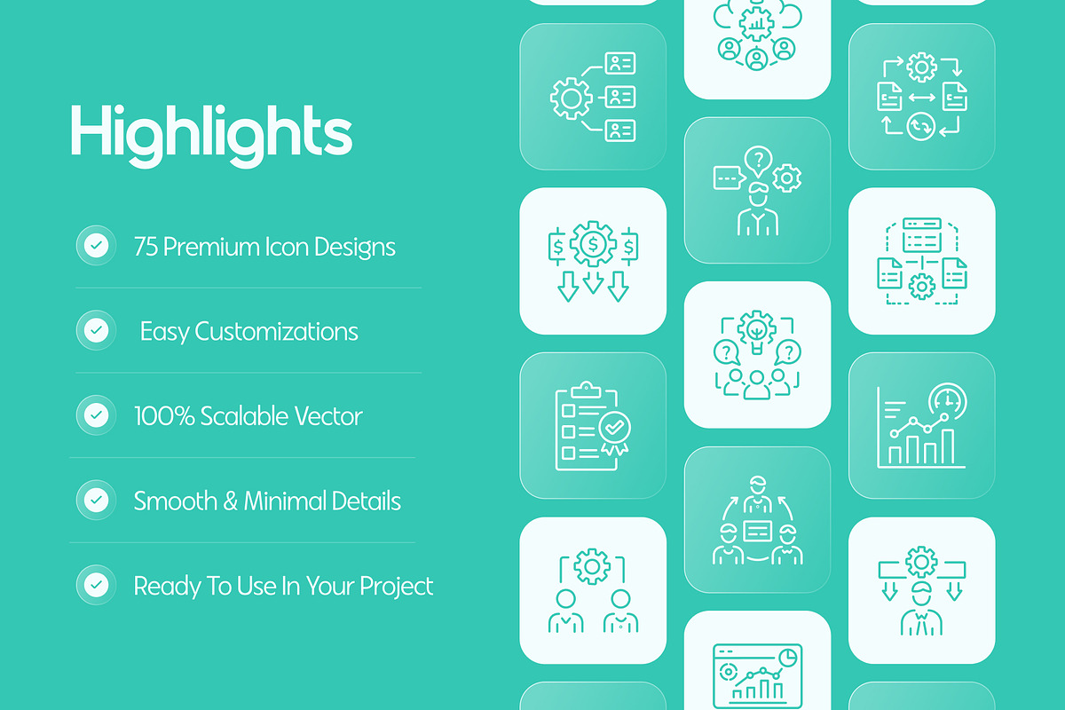 Animated Management Icons Set, an Outline Icon by Prosymbols (Photo 2 of 5)
