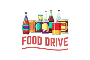 Holiday Food Drive Concept. Canned