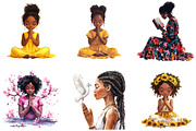 Black Girl Praying Clipart, a Seasonal Illustration by Designking (Thumbnail 3 of 5)