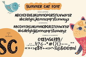 Summer Cat. Font Graphics.