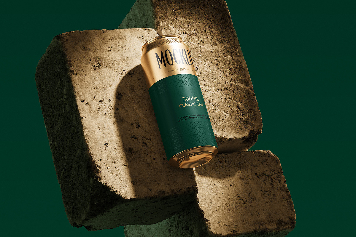 500ml Can Mockup | Brick Scene, a Packaging Mockup by AY Mock-Ups (Photo 2 of 9)