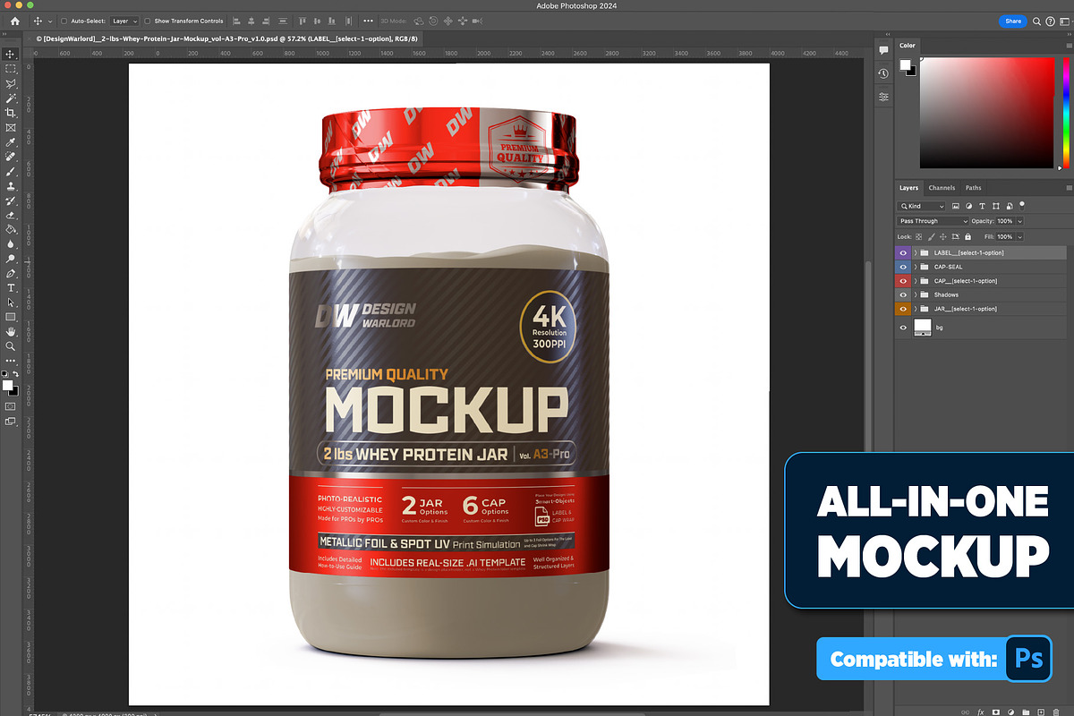 2lb Whey Protein Jar Mockup A3-Pro, a Packaging Mockup by Design Warlord (Photo 2 of 16)