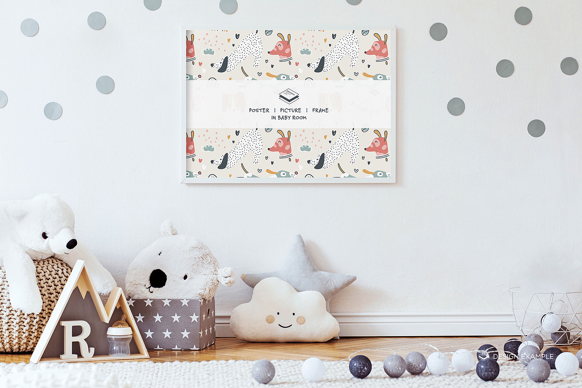 Landscape Frame in Baby Room Mock-up, a Print Template by Branda Keeps (Photo 13 of 30)