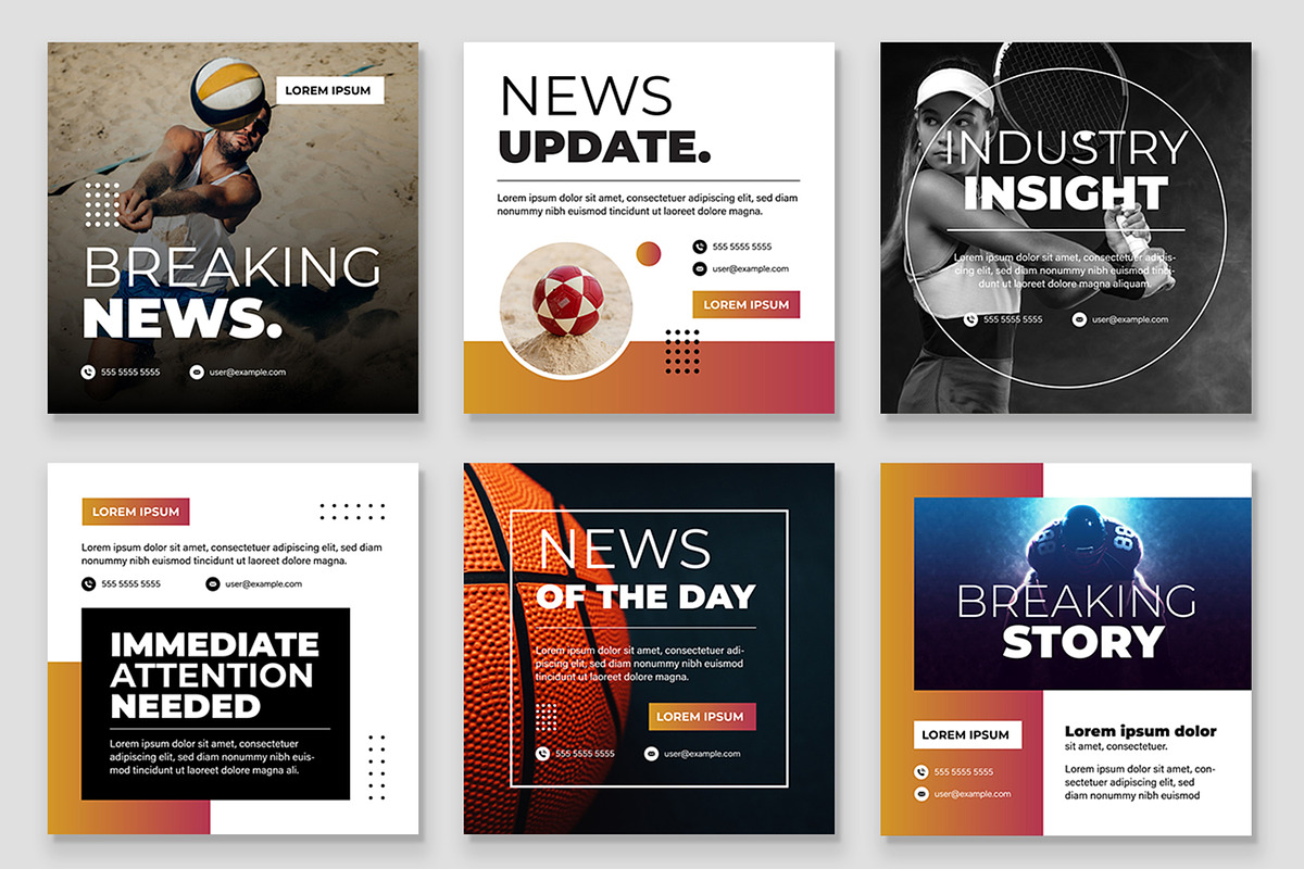 News Social Media Feed Design Set, an UI Kit Template by CreativeShaper (Photo 2 of 3)