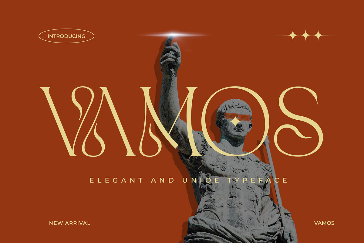 Vamos Unique Serif Typeface, a Serif Font by Alfinart (Photo 1 of 10)