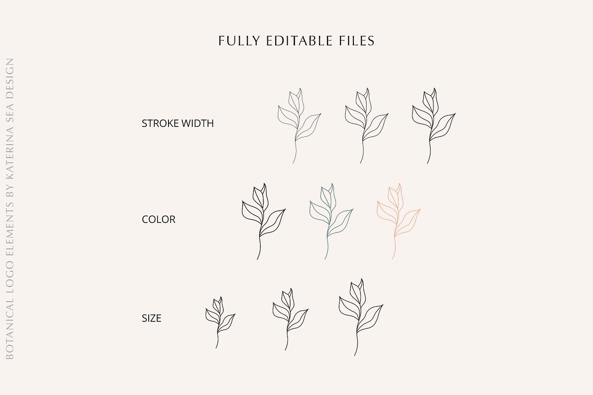 Botanical line art logo elements, a Branding & Logo Template by Katerina.Sea.Design (Photo 10 of 11)