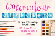 3 Watercolor Alphabet Brush Sets, a Brush Add-On by Violet LeBeaux (Thumbnail 1 of 5)
