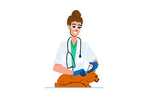 Veterinarian making a vaccine to a, an Animal Illustration by pikepicture