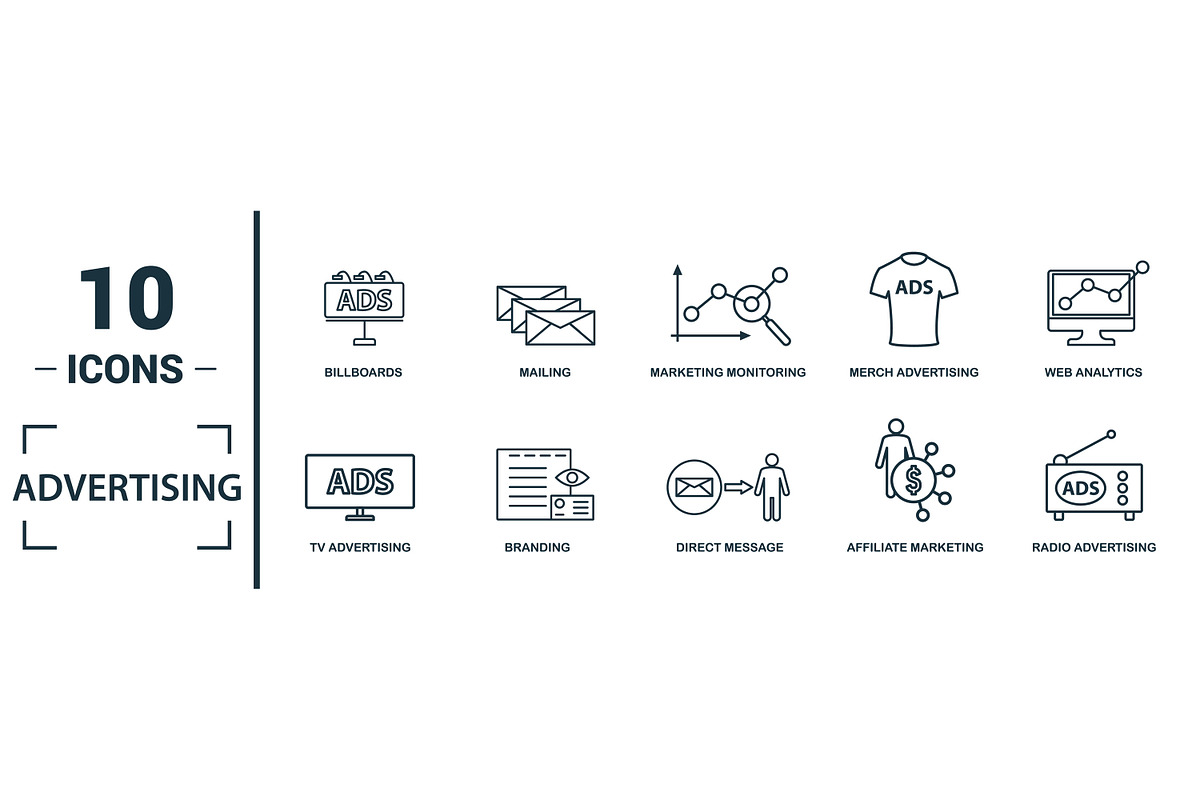 Advertising Line Icon Set, an Object Graphic by Aimagenarium@gmail.com (Photo 2 of 3)