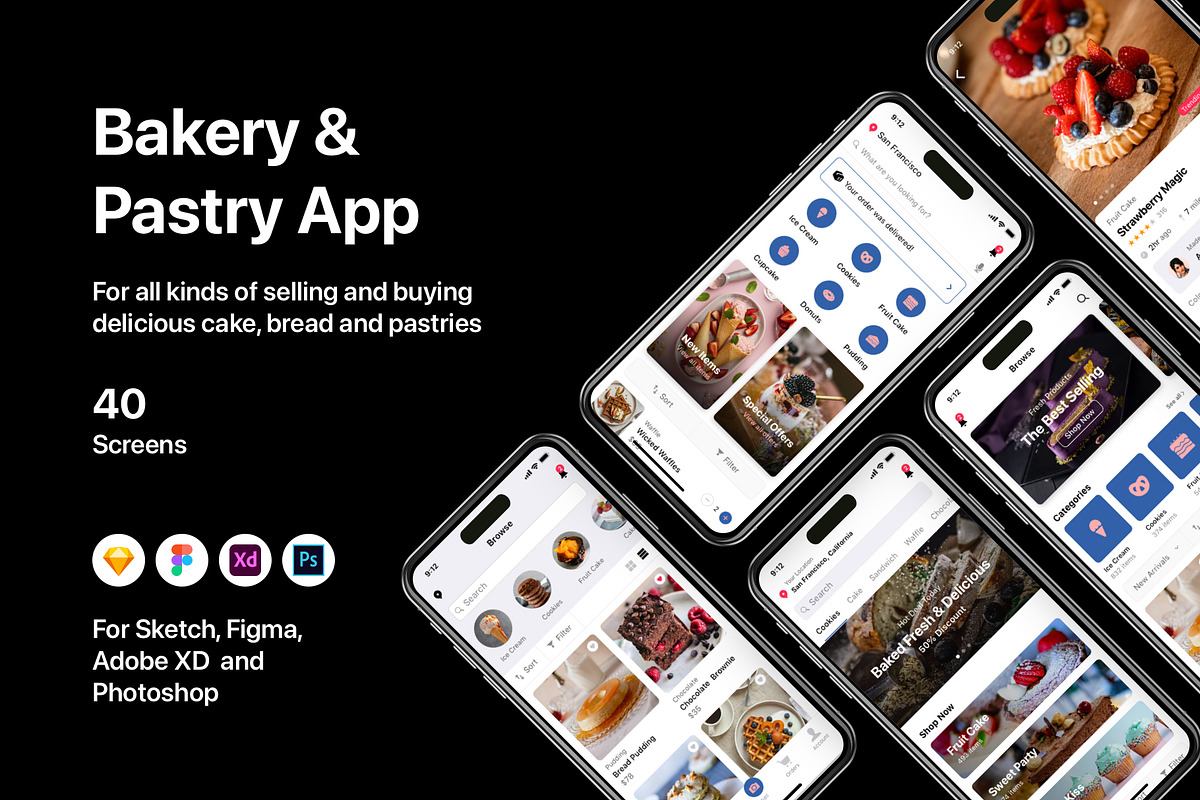Bakery & Pastry App, an UI Kit Template by flr.24 (Photo 1 of 2)
