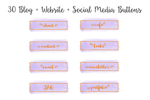 Purple Watercolor Blog Button Set