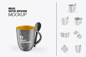 Colorfull Mug with Spoon Mockup