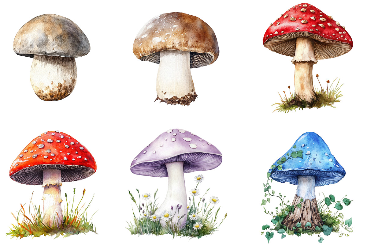 Rustic Spring Mushrooms Clipart, an Illustration by SinaCreation (Photo 4 of 5)