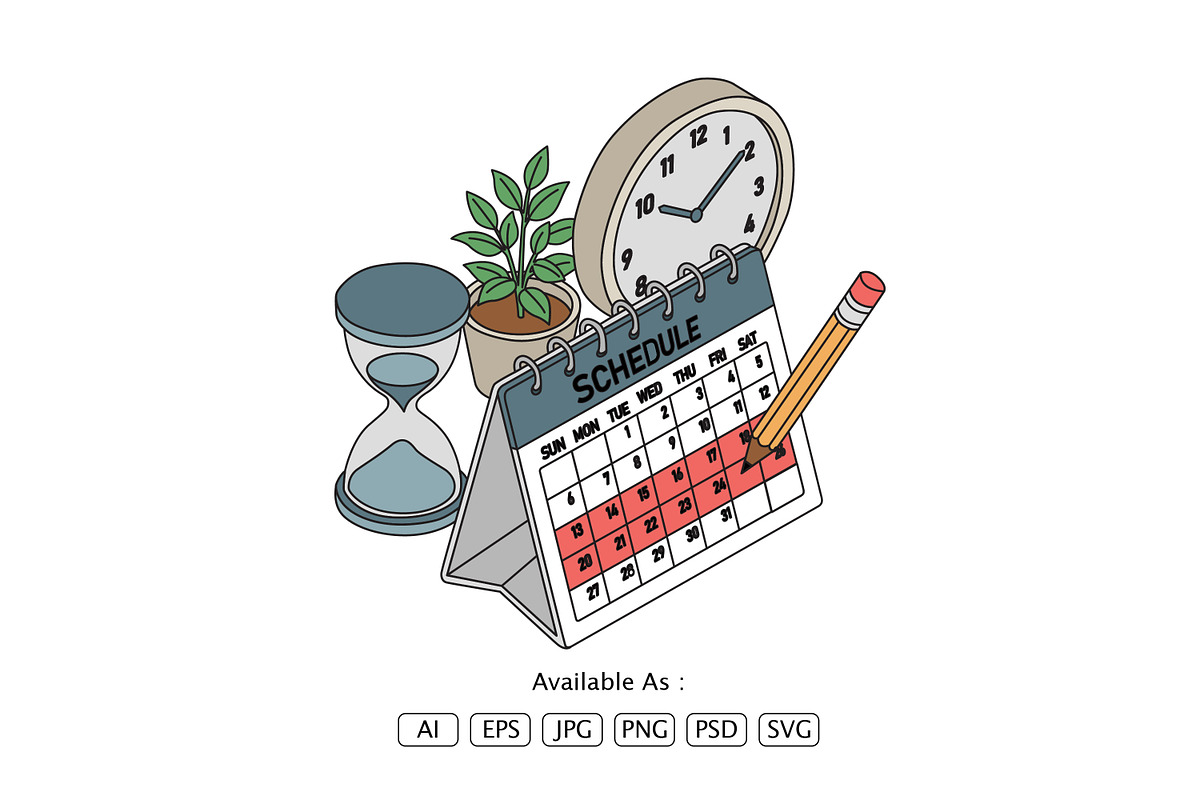Calendar Schedule & Time Management, an Object Illustration by Partikusi Design (Photo 2 of 3)