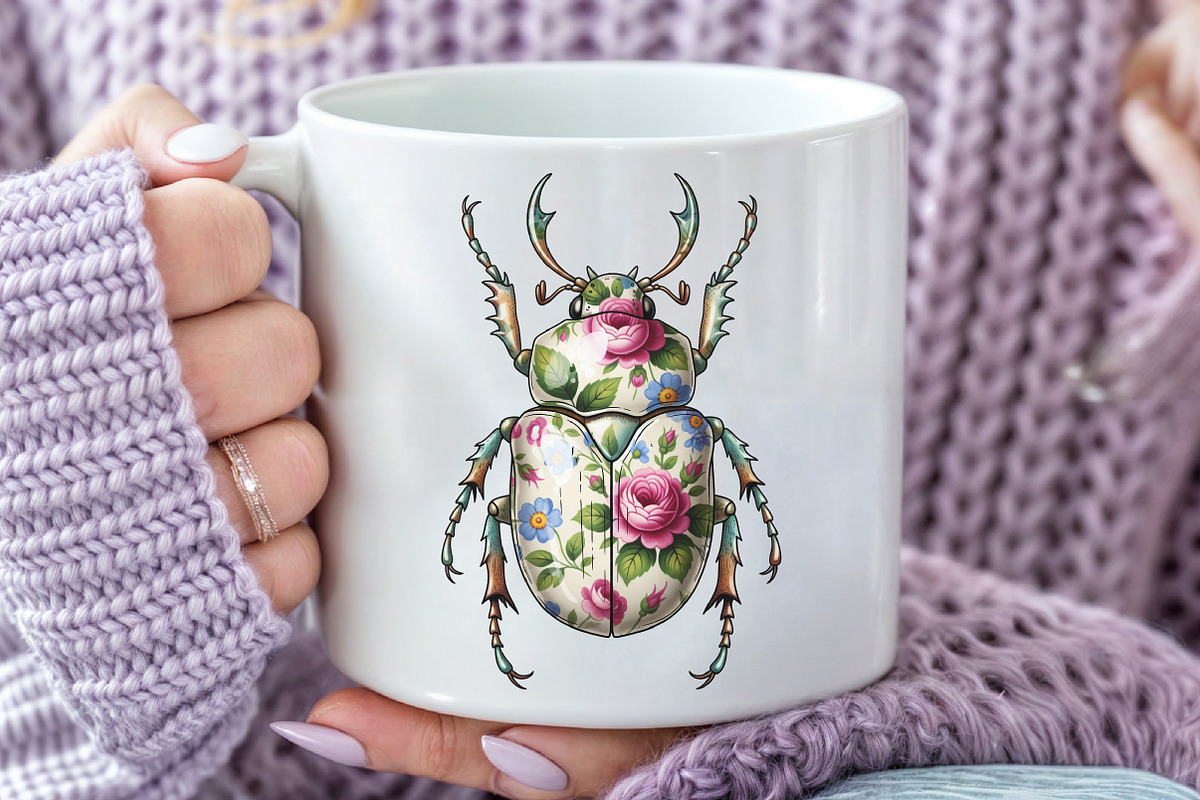 Floral Beetle PNG, an Illustration by Craft Nest (Photo 6 of 7)