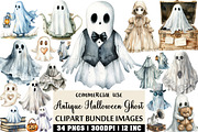 Antique Halloween Ghost Clipart, an Illustration by Craft Nest (Thumbnail 1 of 6)