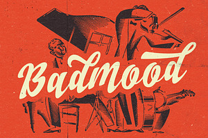 Badmood, a Script Font by artimasa