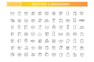 Packaging Icons Set Line Icons, an Outline Icon by Tettygreen