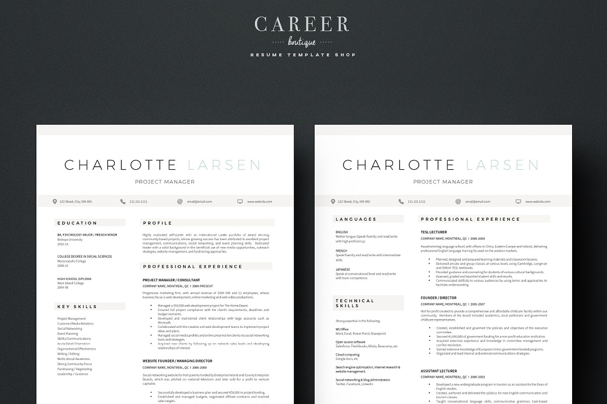 Modern Resume & CoverLetter Template, a Resume Template by careerboutique (Photo 5 of 6)