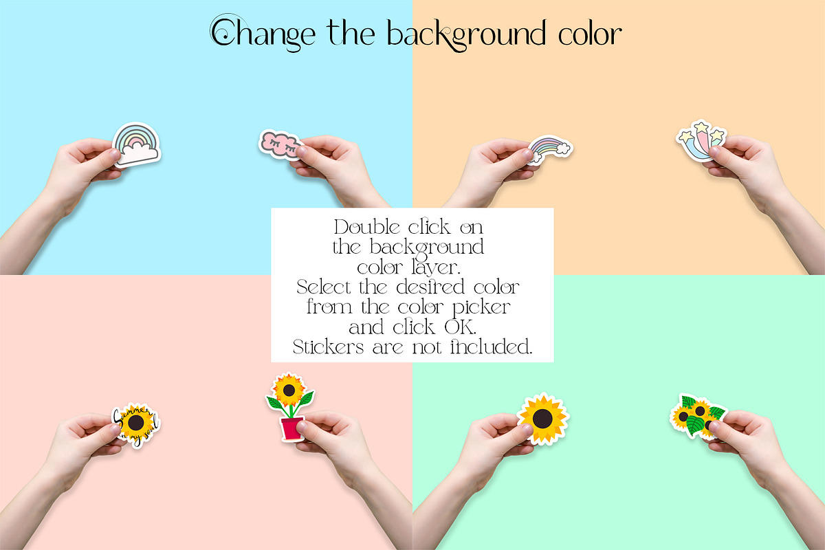 Child Hands Sticker Mockup. PSD, PNG, a Print Template by MockupMarket (Photo 3 of 8)